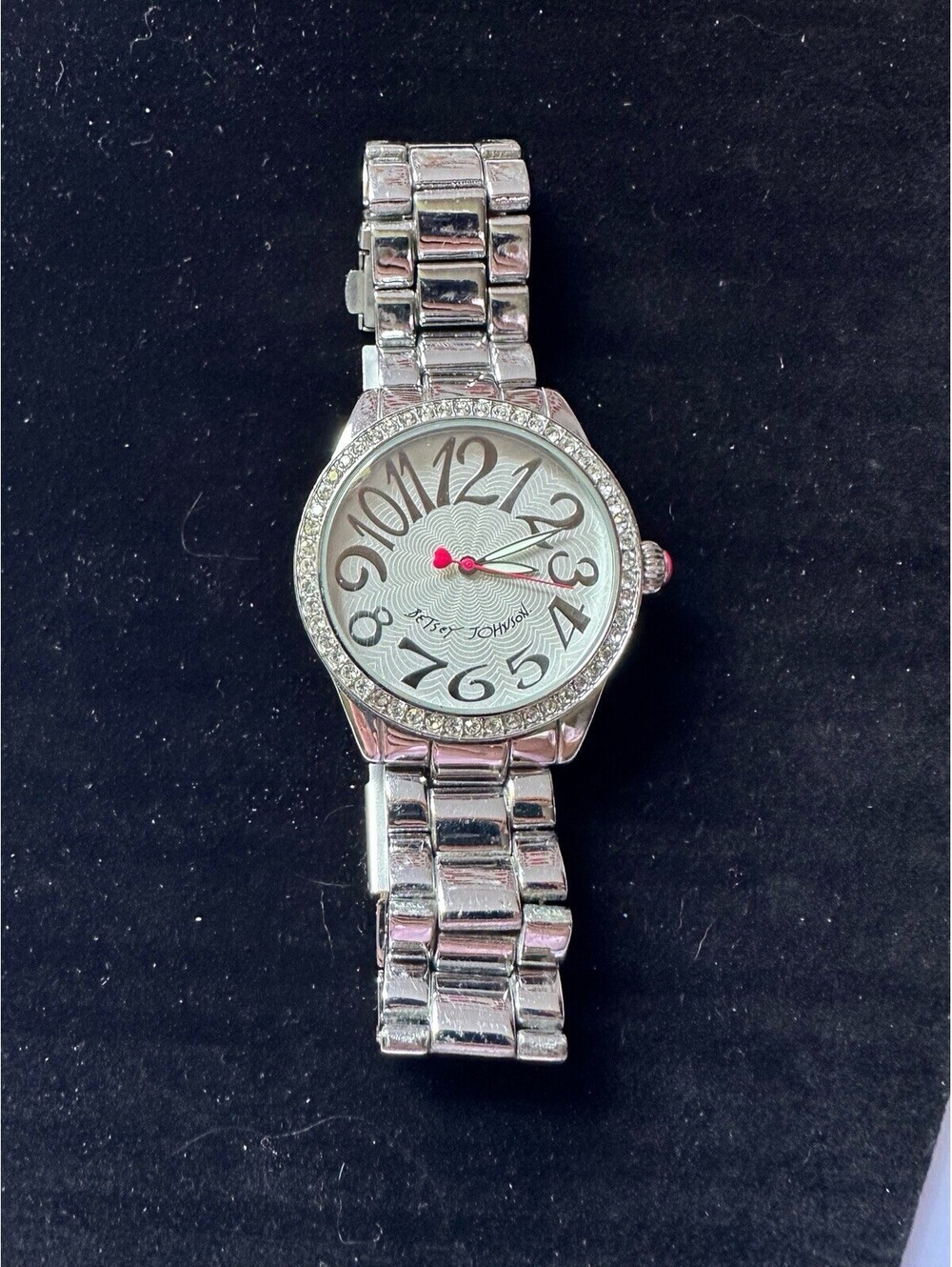 Silvertone Betsey Johnson Large Dial Watch  Crystal Frame One Missing